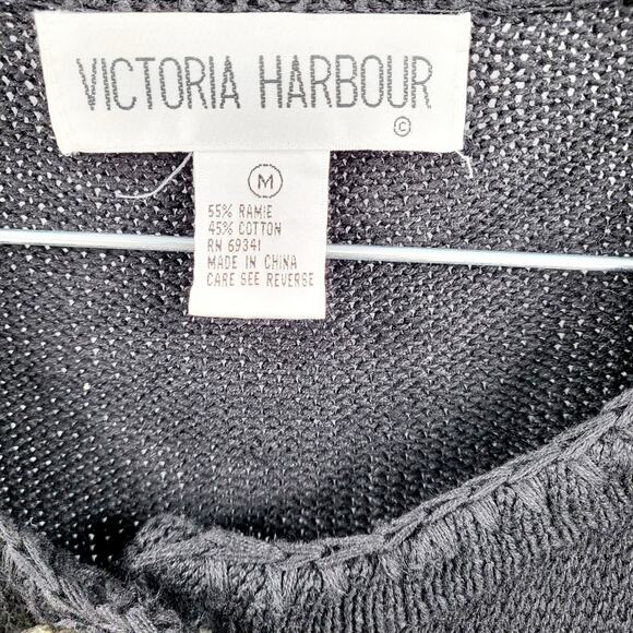 Vintage 90's VICTORIA HARBOUR Black & Gold All-over Beaded Knit Cardigan Size M - Picture 6 of 7